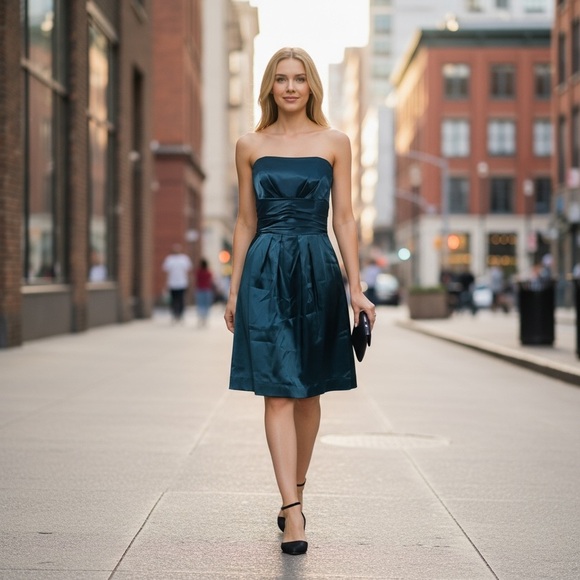 Women’s David's Bridal Blue Bridesmaid Dress - Picture 1 of 8